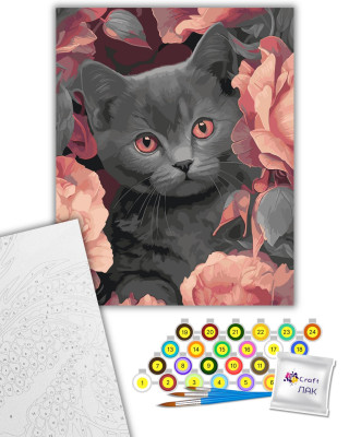 Картина за номерами "Сірий котик" 11563-AC 40х50 см