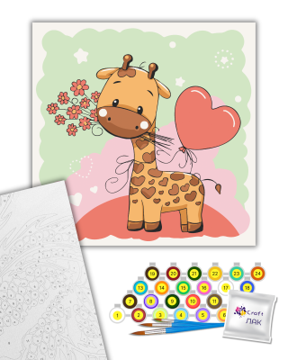 Розпис на полотні "Жирафик з квітами" 15531-AC 30х30 см