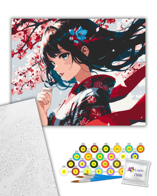 Картина за номерами "Дівчина з сакурою" 16107-AC 40х50 см