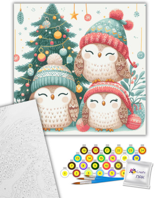 Картина за номерами "Різдвяні совенята" 11586-AC 40х40 см