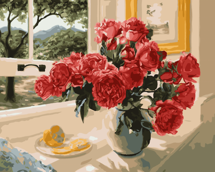 Картина по номерам. Art Craft "Розы на подоконнике" 40*50 см 12115-AC