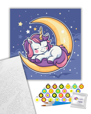 Картина за номерами "Єдиноріжка в зоряному сні" 15651-АС 30х30 см ©arttem_illustration