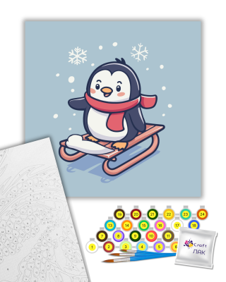 Картина за номерами "Малюк на санчатах" 15614-АС 30х30 см ©arttem_illustration