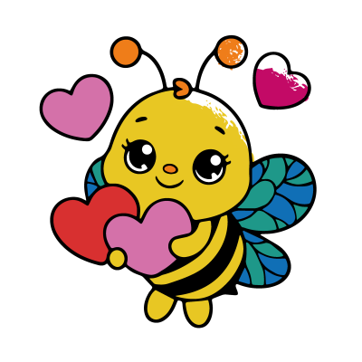 Дитяча розмальовка з пальчиковими фарбами "Бджілка з сердечками" 15635-АС 25х25см