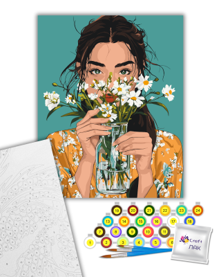 Картина за номерами Дівчина з ромашками "Ромашковий вайб" 10183-AC 40х50 см