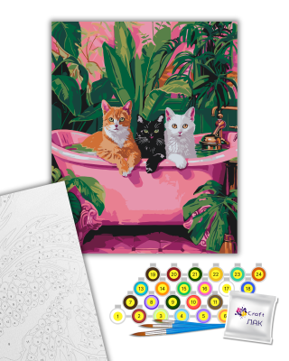 Картина за номерами "Коти у ванні"11692-AC 40х50 см