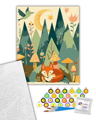 Картина за номерами Лісові звірята "Вечірній ліс" 15579-AC  40х50 см