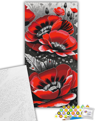 Картина за номерами "Червоні маки" з металізованими фарбами 13092-AC 40х80 см