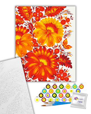  Картина за номерами Квіти в стилі Петриківського розпису "Петриківський мотив" 13168-AC 40х50 см