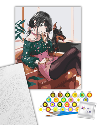 Картина за номерами "Дівчина з собакою" 10327-AC 40х50 см