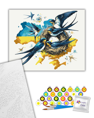 Painting by numbers Swallows in a nest 