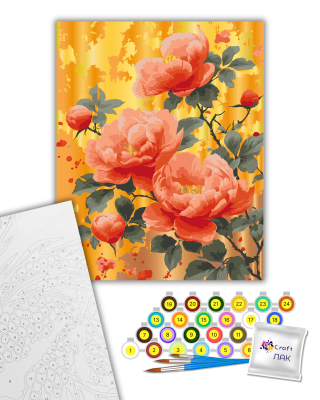 Картина за номерами Трояндовий букет "Золото троянд" з металізованими фарбами 13163-AC 40х50 см