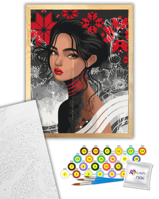 Картина за номерами "Чорнобрива" 10094-ACF 40х50 см з багетною рамкою в комплекті
