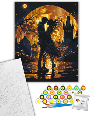 Картина за номерами "Побачення під місяцем" з металізованими фарбами 10169-AC 40х50 см