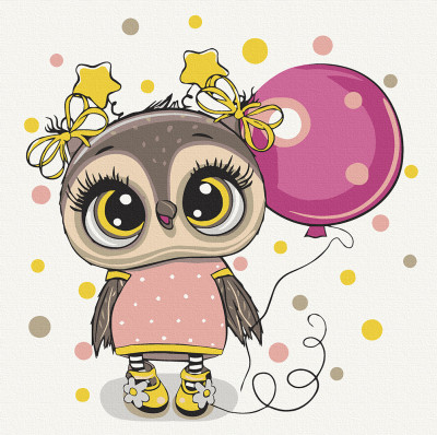 Розпис на полотні "Совеня з кулькою" 30*30 см 15514-AC